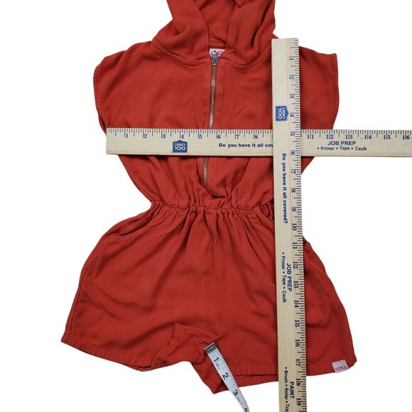 Pencil 1987 Hooded Romper Shorts Girls 4 Orange Half Zip Sleeveless Kids - Picture 6 of 11